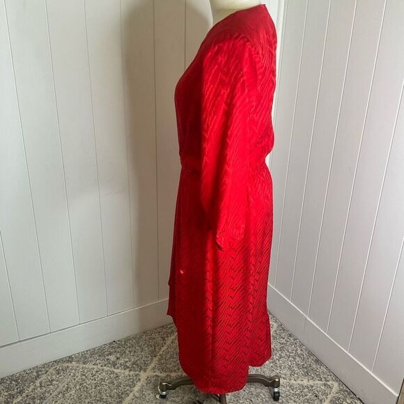Vintage Lauren Alexandria Women's 10 Red 100% Silk Eveningwear Maxi Dress Gown - Picture 9 of 13